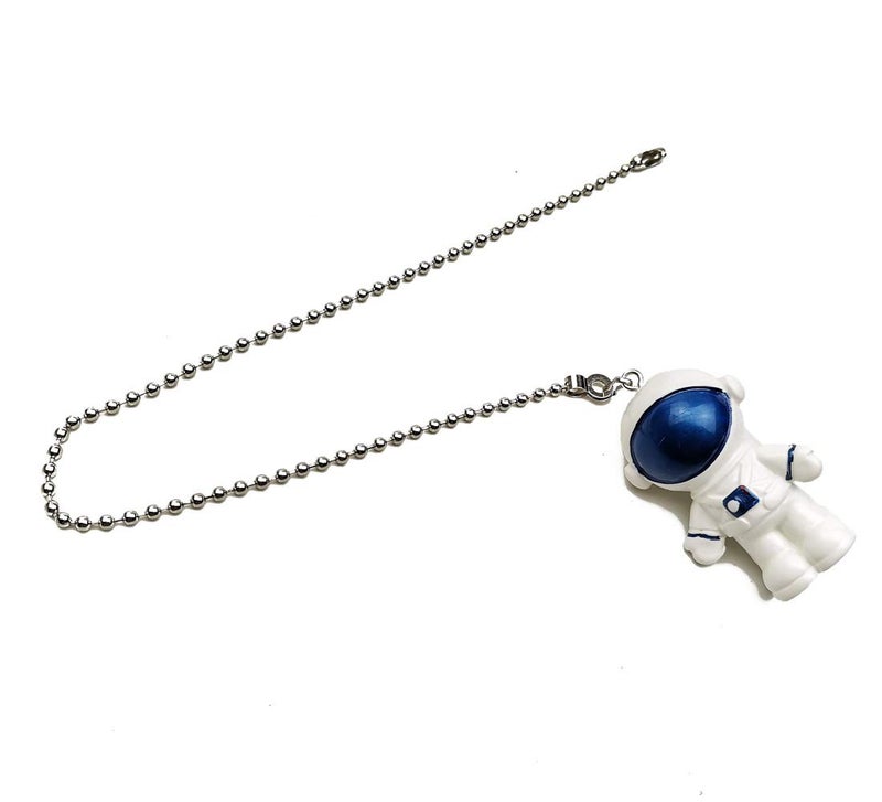 Hyamass Ceiling Fan Pull Chain Extender - 12" Decorative Ball Chain Connector with Blue Spaceman Pendant for Fan Danglers - Image 2